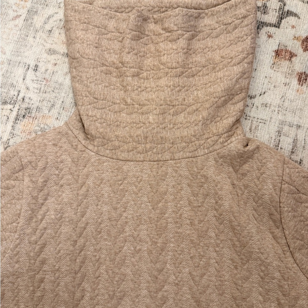 J. Crew tan women’s pullover cowl neck cable knit design large - Picture 5 of 8